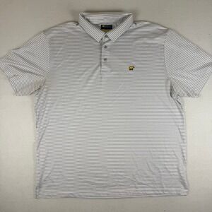 Jack Nicklaus Mens XXL White Striped Golden Bear Performance Golf Polo Shirt